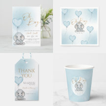 Elephant Blue Balloon Baby Shower