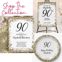 90th Birthday Gold Sequins Birthday 