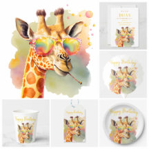 Summer Watercolor Giraffe Birthday Party