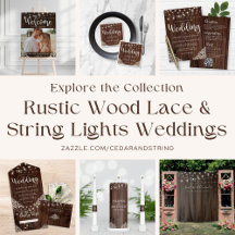 Rustic Wood String Lights Lace Wedding