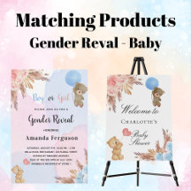 Teddy bear - Gender reveal - pampas grass