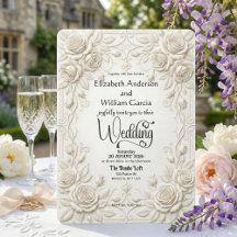 Classic White Embossed Floral Wedding Suite