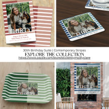 Modern Minimalist Striped 30th Birthday Collection