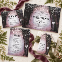 Evermore Mauve Forest Wedding Invitation Suite