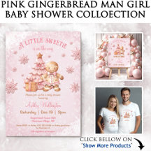 Pink Gingerbread Man Girl Baby Shower