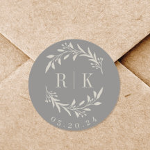 Modern Minimalist Wedding Monogram Stickers