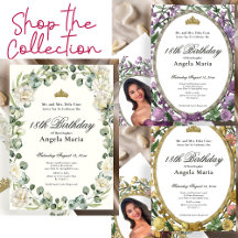 Floral Borders 18th Birthday Debut Invitations