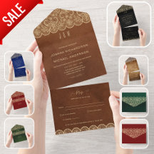 All-Inclusive Rustic Lace Wedding Invitations RSVP