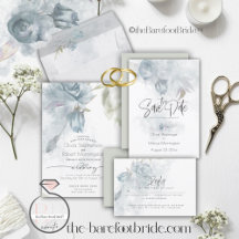 WEDDING   Painterly Dusty Blue Rose 