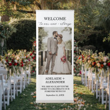 Modern Photo Welcome Wedding Vertical Retractable 
