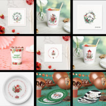 Xmas Theme Paper Napkins, Plates Cups Collection