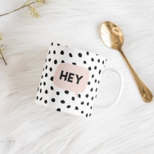 Modern Black Dots & Bubble Chat Pink With Hey