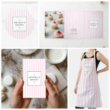 Retro Pink Candy Stripes Bakery Business Suite
