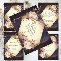 Elegant White and Purple Flowers on Marble Wedding