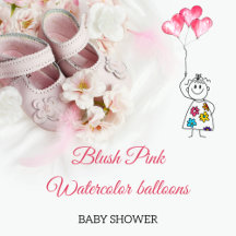 Boho Pink Balloons - Stick figure Baby Shower