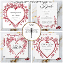 Vintage Elegant Chinoiserie Floral Heart Wedding