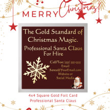 Santa Claus Business Card Gold Foil