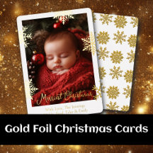 Gold Foil Personalized Photo Christmas Cards