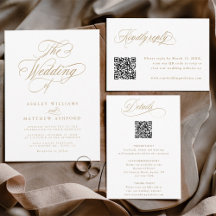 Gold Romantic Swirly Calligraphy Wedding Suite