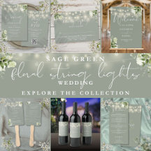 Sage Green Floral String Lights Wedding Suite