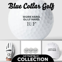 Funny Golf Dad Monogram Work Hard Golf Hard