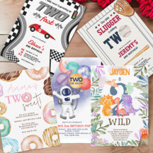 Cute kids 2nd birthday party invites