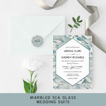 Sea Glass Ocean Blue Mosaic Marble Wedding 