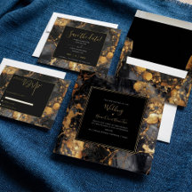 Back and Gold Marble wedding stationery