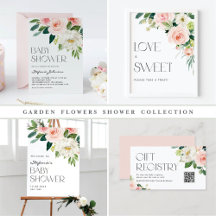 Watercolor Garden Flowers Baby Shower Collection