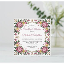 Pink Peonies Rococo Frame Wedding