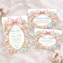 Coquette Girly Pink Bow Floral Baby Shower