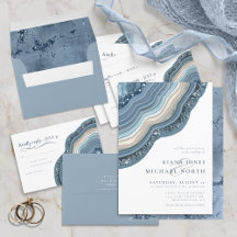Agate Geode Glitter Wedding Dusty Blue