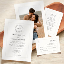 Elegant Black White Ivory Platemark Wedding Invite