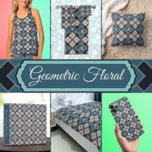 Modern Elegant Geometric Floral Monogram Pattern