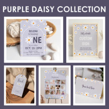 Retro Light Purple Daisy Birthday