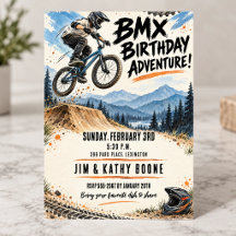 BMX Birthday Invitations, Mountain Bike Adventure