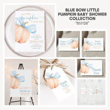 Blue Bow Little Pumpkin Baby Shower Collection