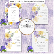Modern Purple & Yellow Violets Floral Wedding