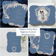 Elegant Dusty Blue Regency Custom Wedding Suite