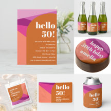 Modern Geometric Purple Terracotta 50th Birthday