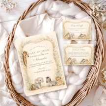 Neutral Safari Jungle Animals Baby Shower