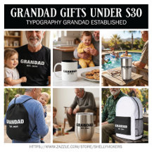 Grandad Gifts Under $30 - Typography Grandad Est.