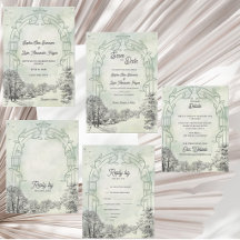 Sage Green Garden Arch Botanical Wedding Suite