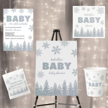 Winter Wonderland Silver Glitter Snow Baby Shower