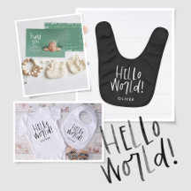 Hello world modern photo birth announcement
