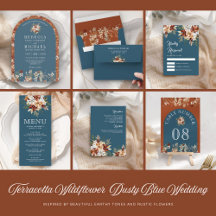 Terracotta Wildflower Dusty Blue Wedding 