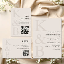 Modern Black and Ivory Monogram Minimalist Wedding