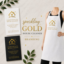 Sparkling Gold House Cleaning Business Branding