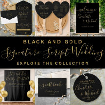 Black and Gold Signature Script Wedding Collection