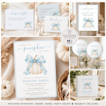 Little Pumpkin Blue Bow Baby Boy Shower
